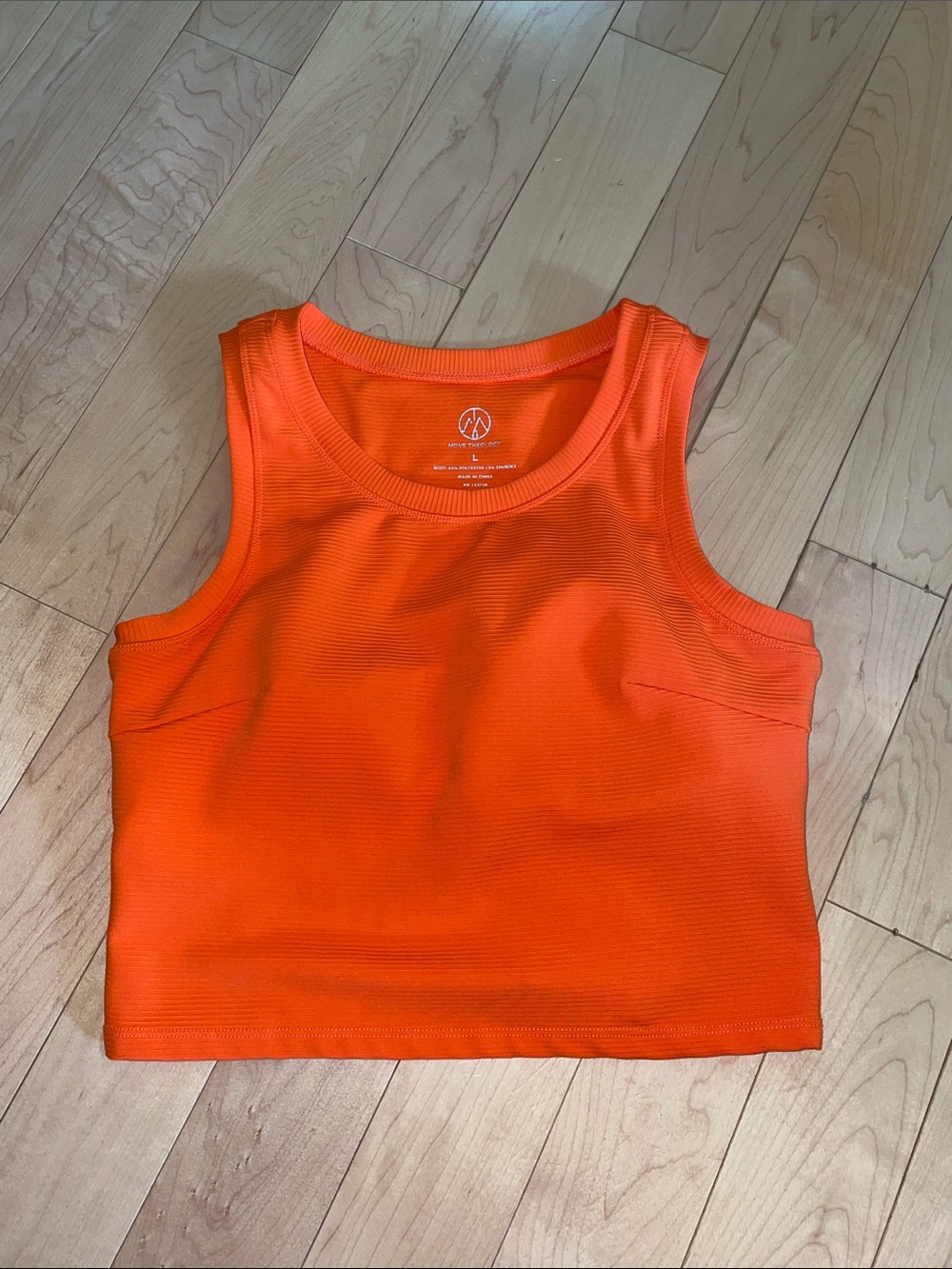 Move Theology Orange Ribbed Sleeveless Crop Tank Top size large